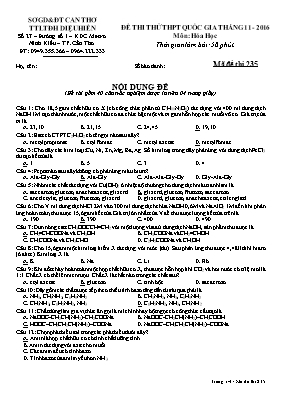 Đề thi thử THPT Quốc gia Tháng 11 môn Hóa học năm 2016 - Mã đề 235